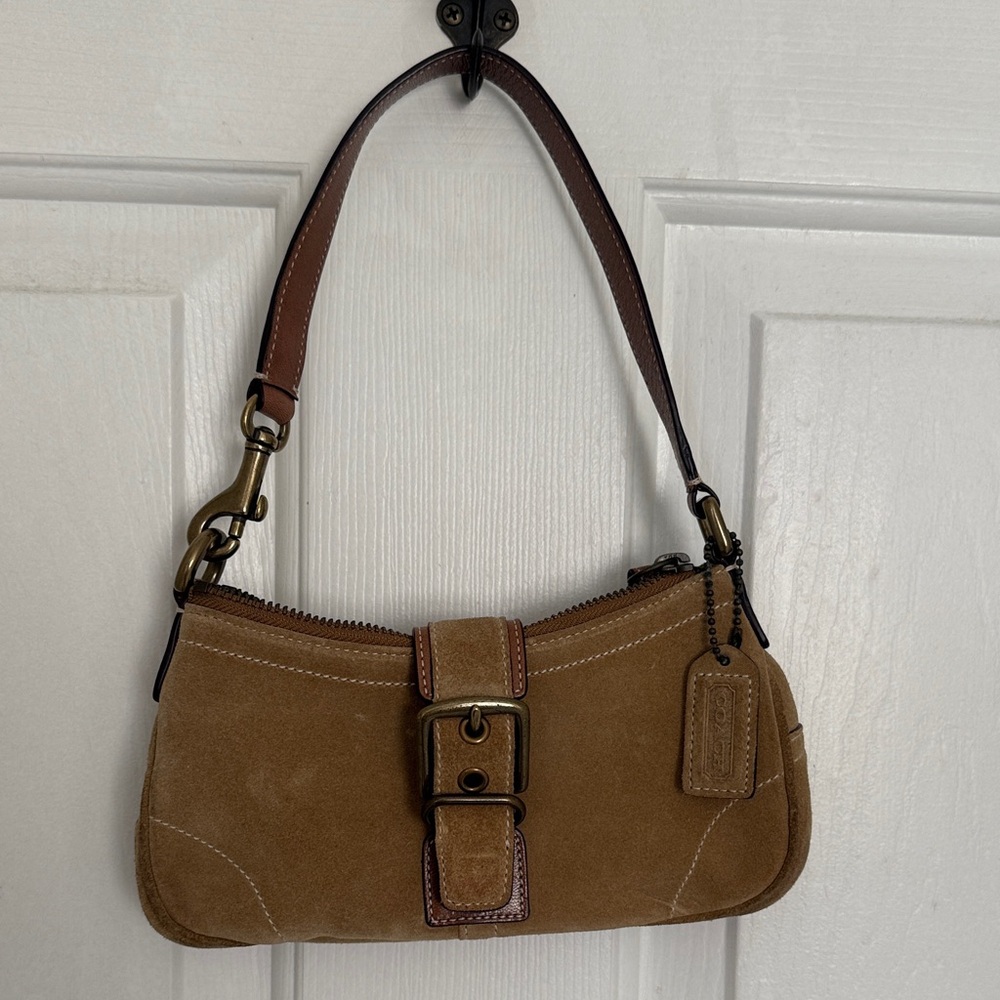 Brown Suede COACH shoulder bag